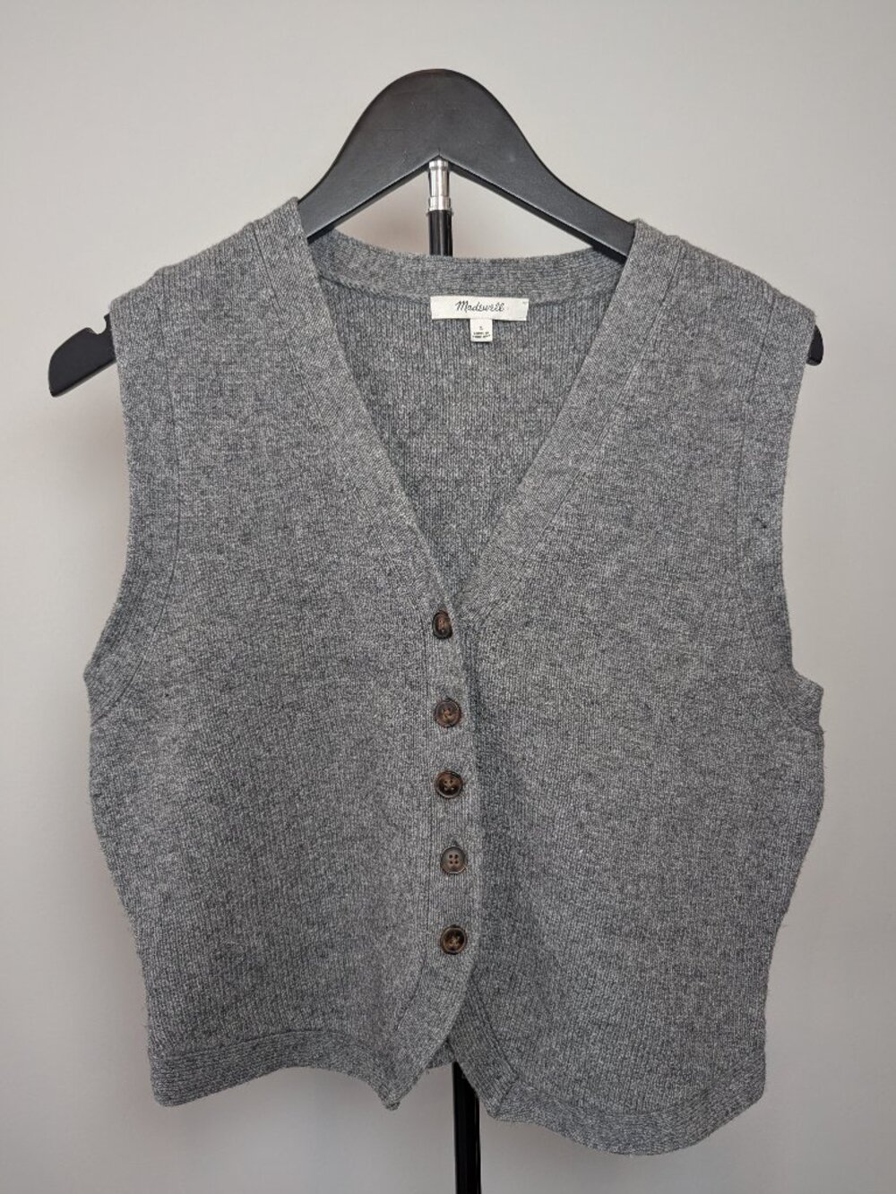 MADEWELL Women's Size L  academia writer minimalist Gray merino wool vest